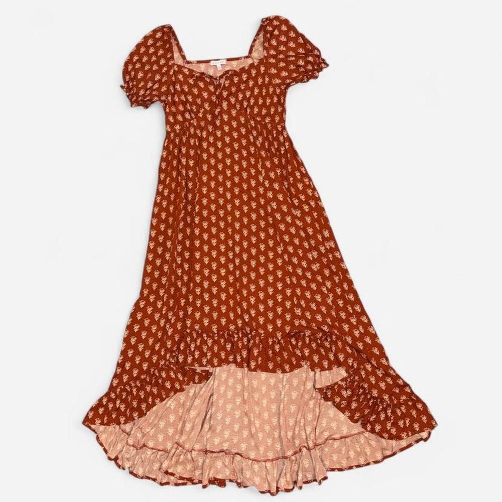Burnt Orange High-Low Prairie Cottagecore Dress by Patrons of Peace